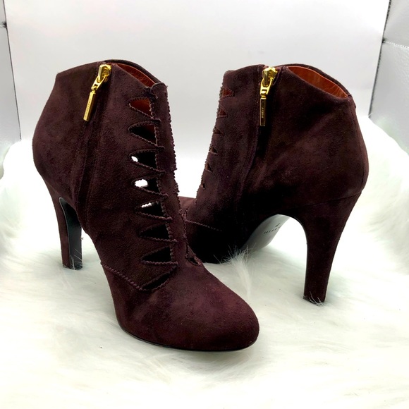 ‼️SALE‼️✨AERIN Zip-Up Suede Booties Eggplant Wmn Sz 7 - Picture 2 of 12